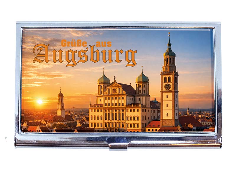 Souvenir Visitenkartenetui Augsburg aus Metall 9x6x0,8cm