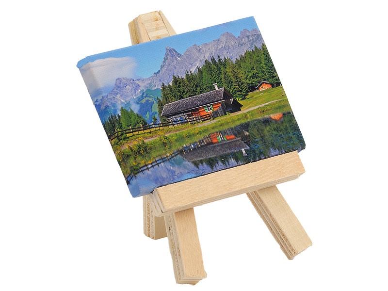 Leinwand Alpenlandschaft auf Holzrahmen 10x7cm    Leinwand Alpenlandschaft auf Holzrahmen 10x7cm