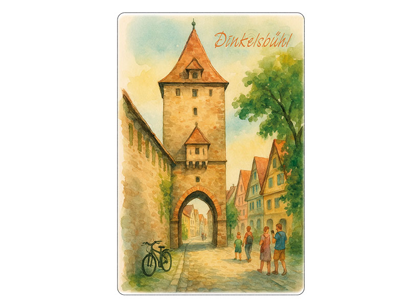 Souvenir Foto Magnet Steingut Dinkelsbühl 6x4,5cm