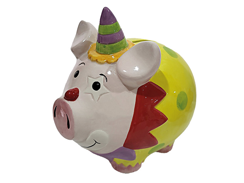 Sparschwein aus Dolomit als Clown, 11x16x16cm    Sparschwein aus Dolomit als Clown, 11x16x16cm