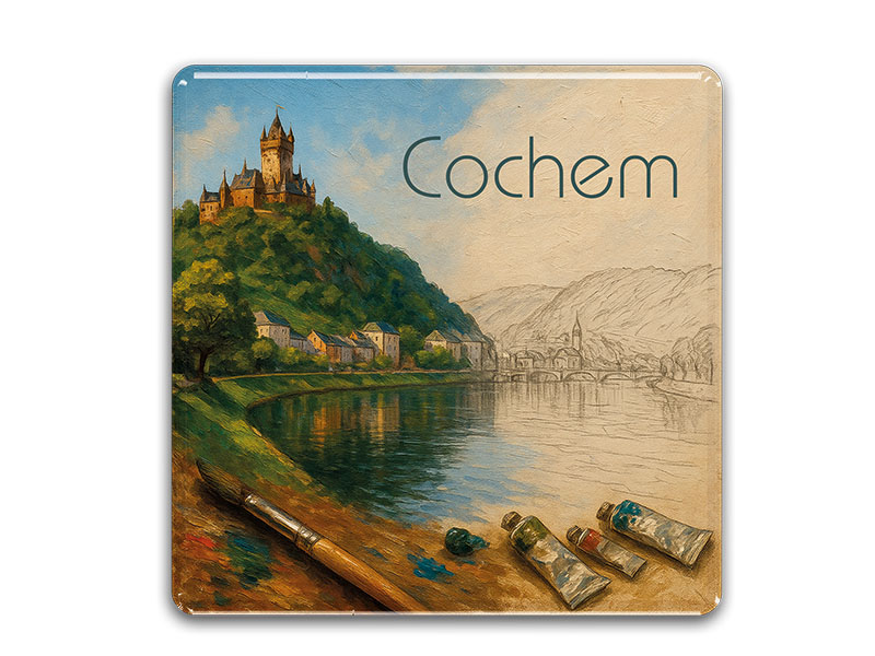Souvenir Foto Magnet quadratisch Cochem 6,5x6,5cm