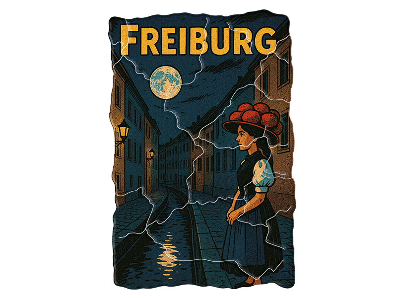 Souvenir Foto Kunststoff Magnet Freiburg 8x5cm