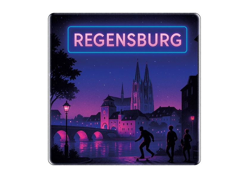 Souvenir Foto Magnet Steingut Regensburg 5x5cm
