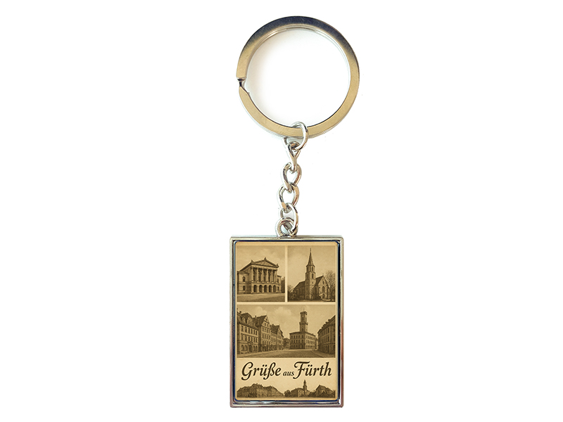 Portachiavi souvenir di Fürth in metallo, 10x3 cm
