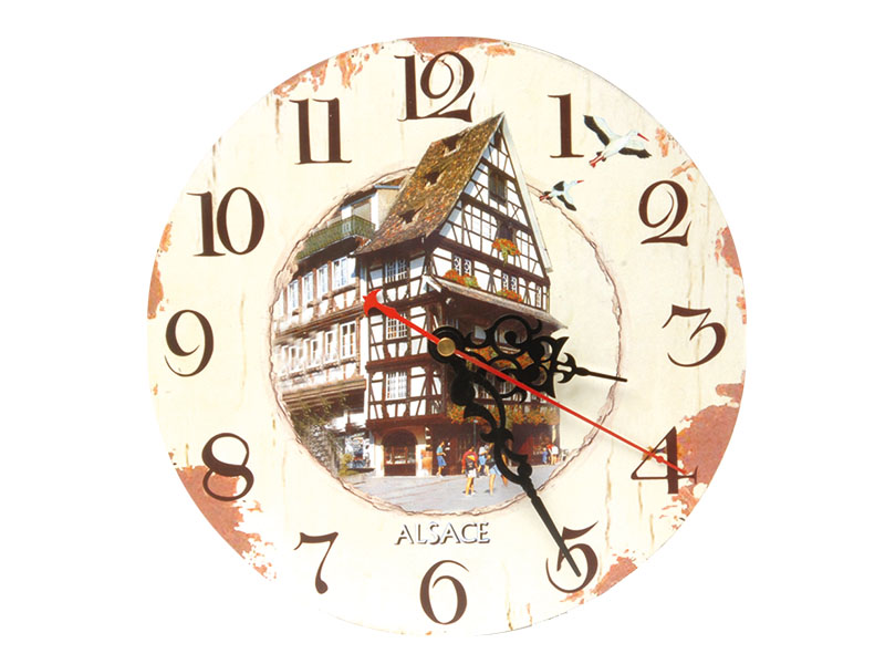 13308 Holz Wanduhr Alsace