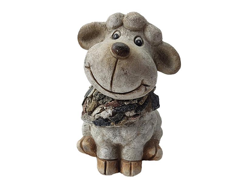 Schaf aus Poly in Steinoptik 9x10x15cm    Schaf aus Poly in Steinoptik 9x10x15cm