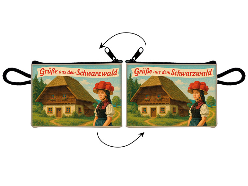 Souvenir Täschchen aus Kunstleder Schwarzwald 11x8cm Souvenir Täschchen aus Kunstleder Schwarzwald 11x8cm