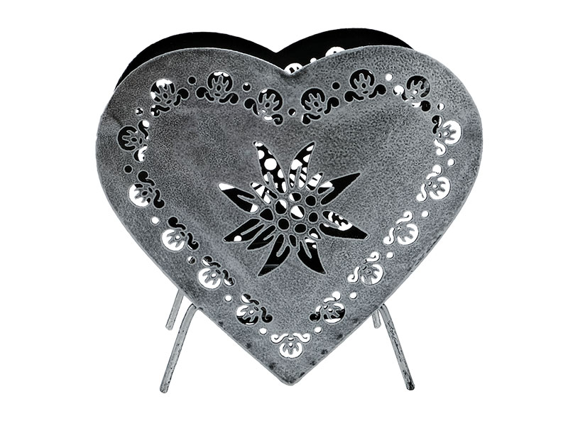 Teelichthalter aus Metall mit Edelweiß 15x7x14cm    Teelichthalter aus Metall mit Edelweiß 15x7x14cm