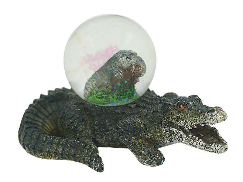 17541 Poly Krokodil mit Krokodil Glitzerkugel