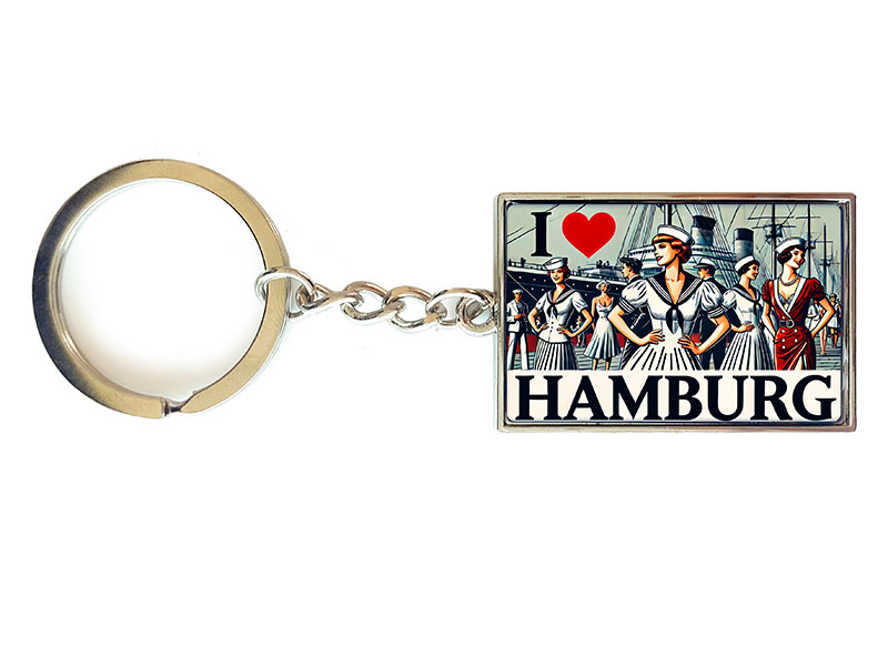 Souvenir Schlüsselanhänger rechteckig aus Metall Hamburg 3x10cm Souvenir Schlüsselanhänger rechteckig aus Metall Hamburg 3x10cm