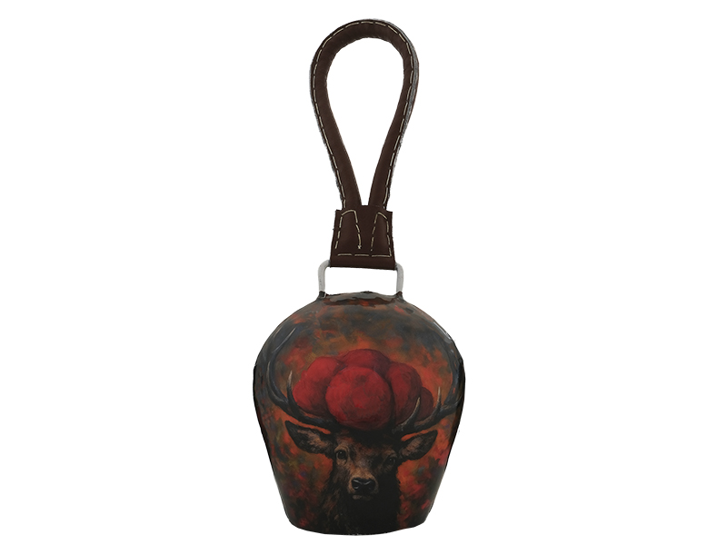 Glocke aus Metall bedruckt mit Schwarzwälder Hirsch 13x9x17cm    Glocke aus Metall bedruckt mit Schwarzwälder Hirsch 13x9x17cm