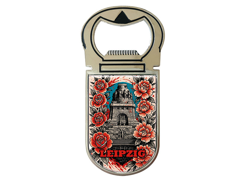 Souvenir Magnet Kapselheber aus Metall Leipzig 4x9cm