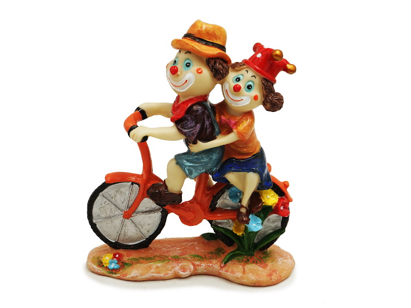 17859 Poly Clownpaar auf Fahrrad