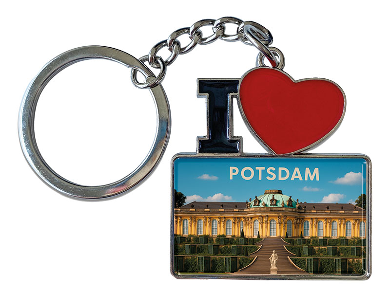 Souvenir Schlüsselanhänger aus Metall "I Love" Potsdam 11x4cm   