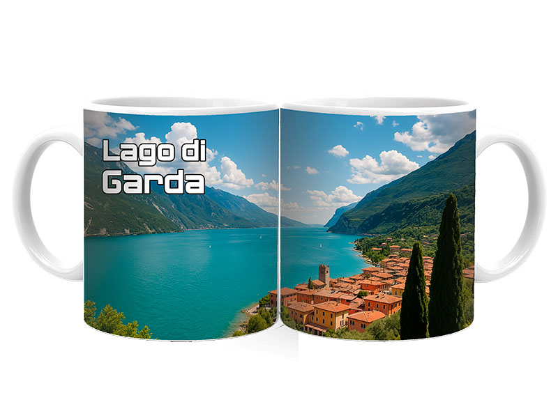 Souvenir Foto Keramik Tasse Gardasee Ø8x9,5cm