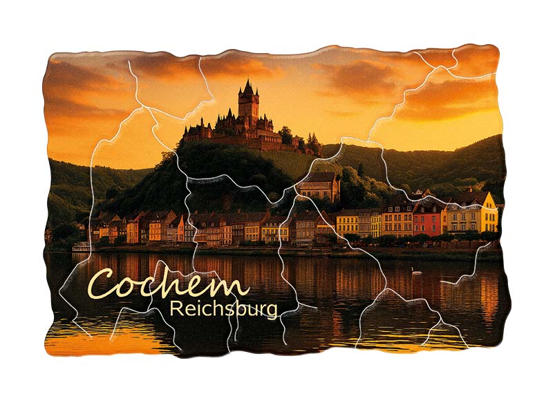 Souvenir Foto Kunststoff Magnet Cochem 8x5cm