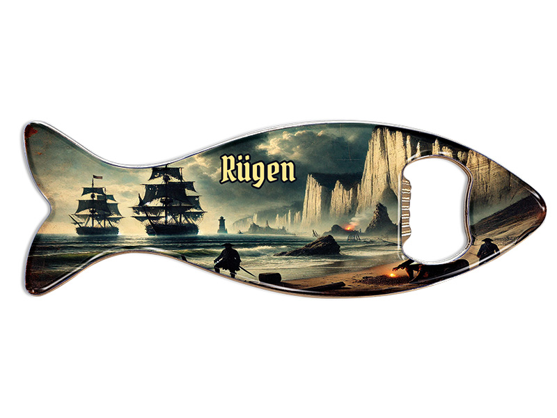 Souvenir Metall Magnet Kapselheber Fisch Rügen 12x4cm Souvenir Metall Magnet Kapselheber Fisch Rügen 12x4cm