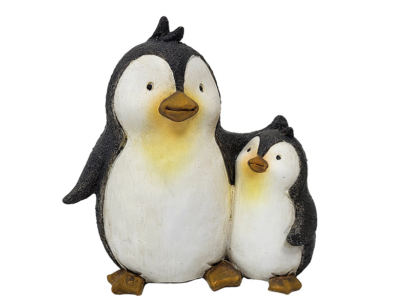 Poly penguin with child 16x11x17cm