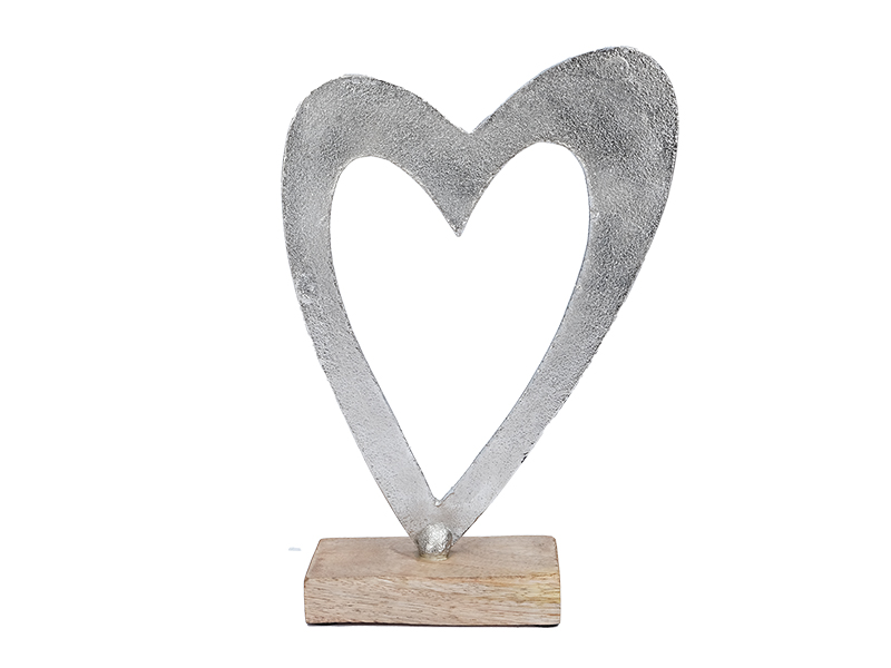 Metall Herz auf Holzsockel