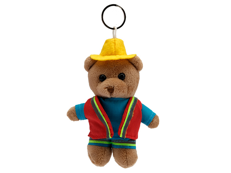 Bär Bauarbeiter aus Plüsch mit Schlüsselanhänger, 9x5x10cm    Bär Bauarbeiter aus Plüsch mit Schlüsselanhänger, 9x5x10cm