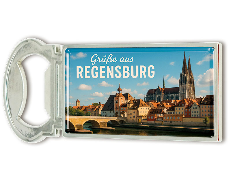 Souvenir Magnet Kapselheber aus Metall Regensburg 3x9cm