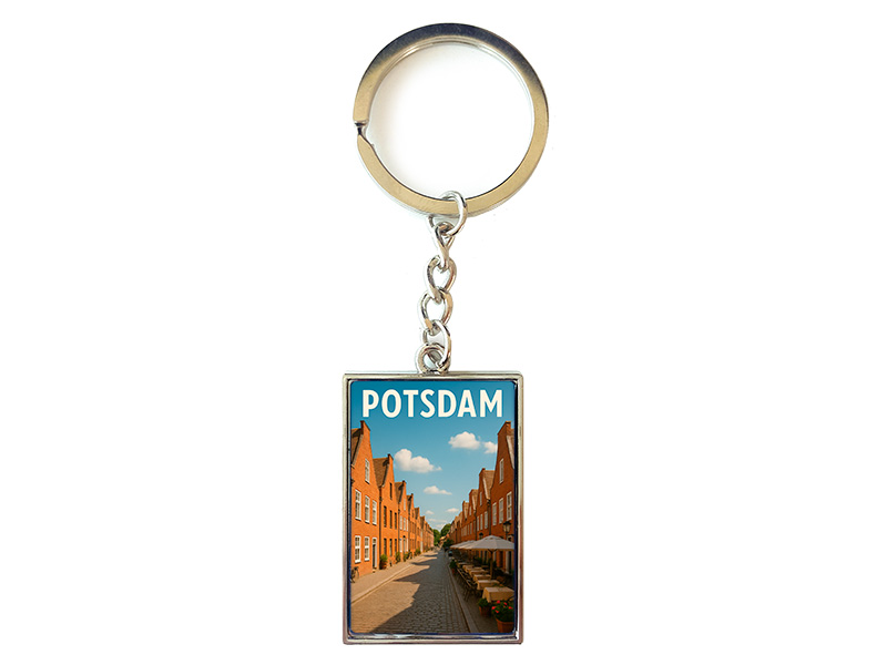 Souvenir Schlüsselanhänger rechteckig aus Metall Potsdam 3x10cm