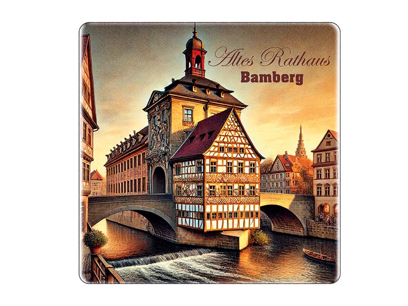 Souvenir Foto Magnet Steingut Bamberg 5x5cm