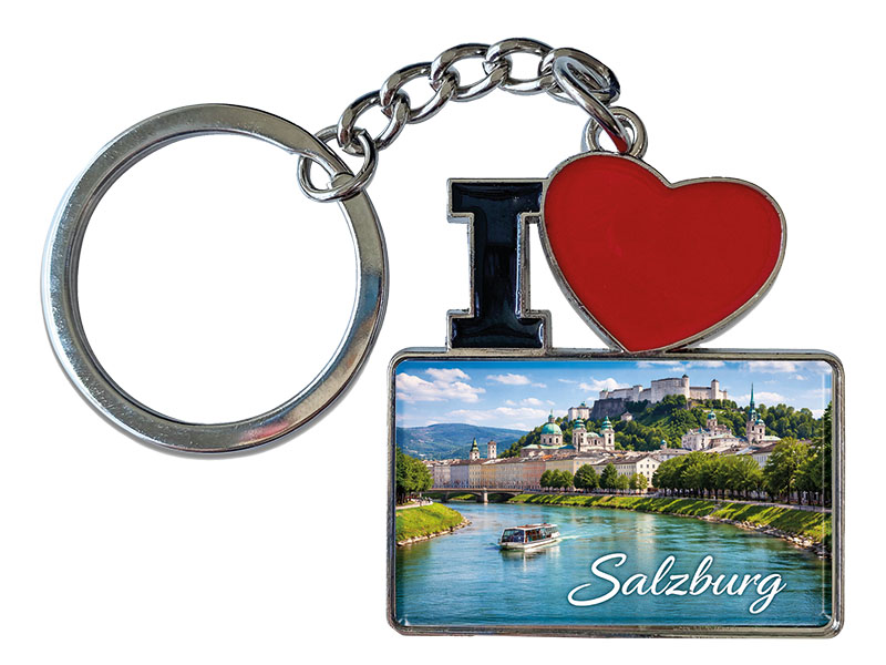 Souvenir Schlüsselanhänger Salzburg aus Metall 11x4cm