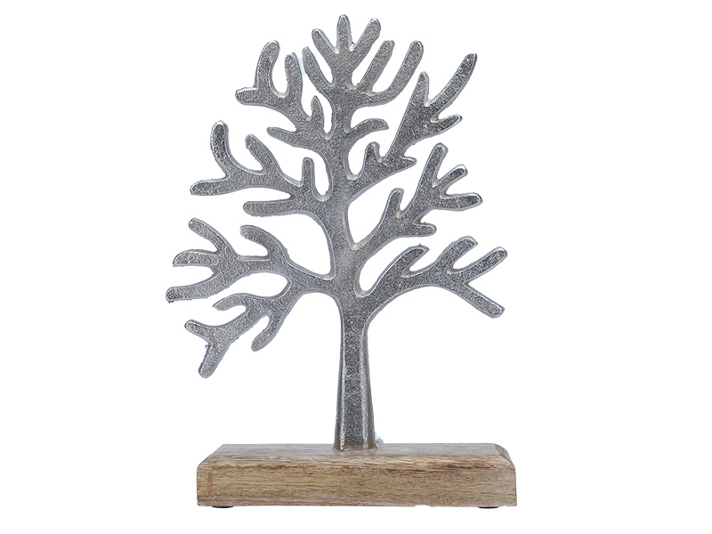 16063 Metall Baum auf Holzsockel
