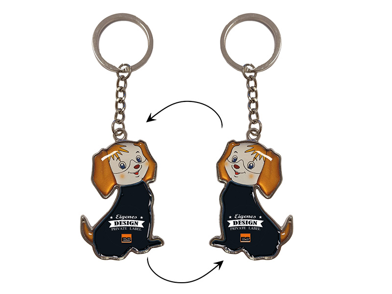 Metal double side keychain dog 13x5cm, for own design