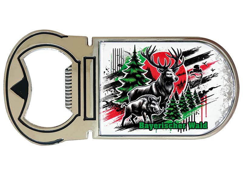 Souvenir Magnet Kapselheber aus Metall BayerischerWald 4x9cm Souvenir Magnet Kapselheber aus Metall BayerischerWald 4x9cm