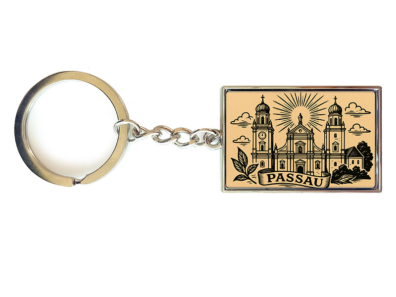 Souvenir Schlüsselanhänger rechteckig aus Metall Passau 3x10cm Souvenir Schlüsselanhänger rechteckig aus Metall Passau 3x10cm