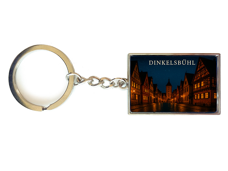 Souvenir Schlüsselanhänger rechteckig aus Metall Dinkelsbühl 3x10cm