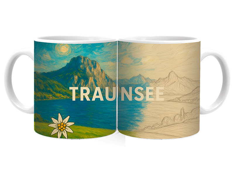 Souvenir Foto Keramik Tasse Traunsee Ø8x9,5cm
