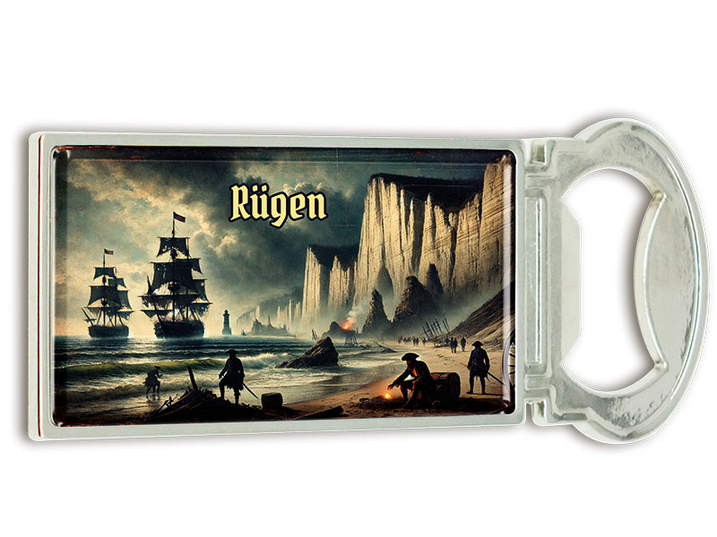 Souvenir Magnet Kapselheber aus Metall Rügen 3x9cm Souvenir Magnet Kapselheber aus Metall Rügen 3x9cm