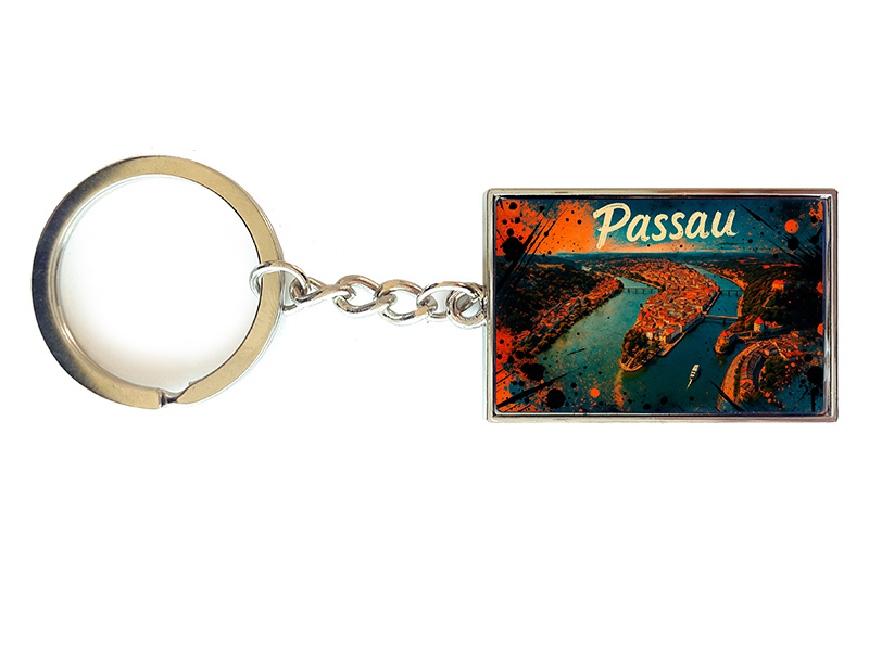 Souvenir Schlüsselanhänger rechteckig aus Metall Passau 3x10cm Souvenir Schlüsselanhänger rechteckig aus Metall Passau 3x10cm