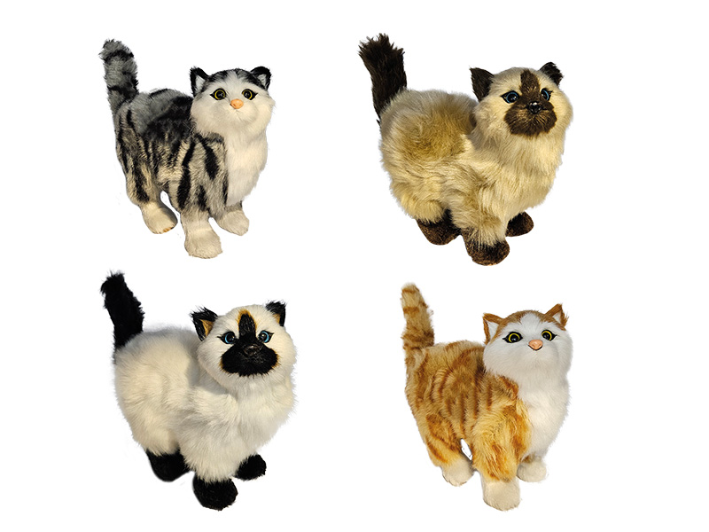 Deko Katze mit Kunstfell 18x7x16cm    Deko Katze mit Kunstfell 18x7x16cm