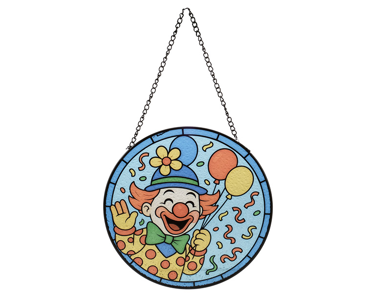 Glasschild mit Clown Ø20cm
