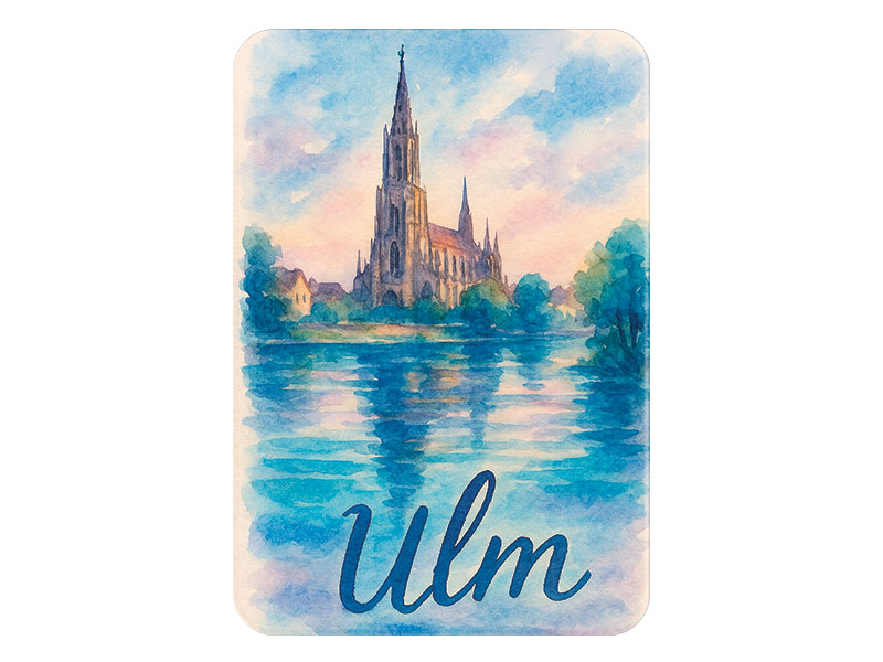 Souvenir Foto Kunststoff Magnet Ulm 8x5cm