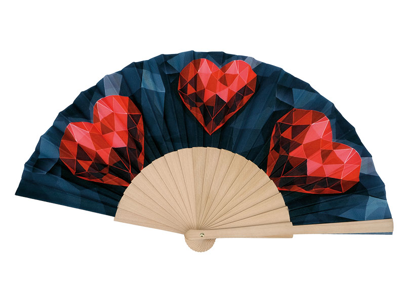 Fächer aus Holz mit Herz, 46x23x3cm    Fächer aus Holz mit Herz, 46x23x3cm