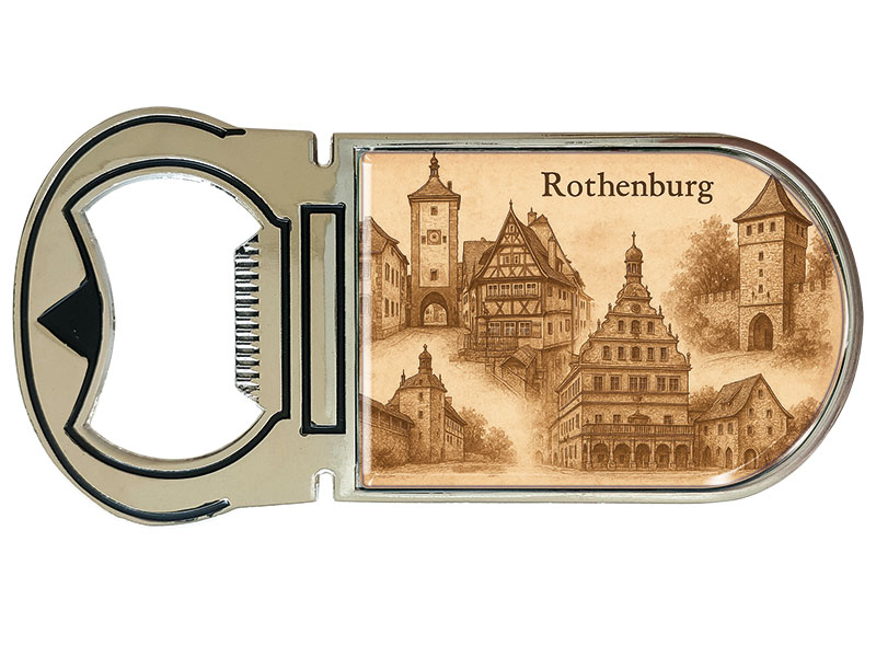 Souvenir Magnet Kapselheber aus Metall Rothenburg 4x9cm Souvenir Magnet Kapselheber aus Metall Rothenburg 4x9cm