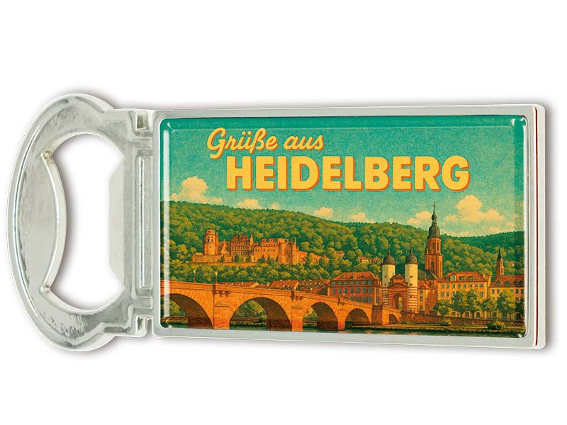Souvenir Magnet Kapselheber aus Metall Heidelberg 3x9cm