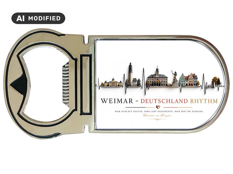 Souvenir Kapselheber Magnet Weimar aus Metall 4x9cm