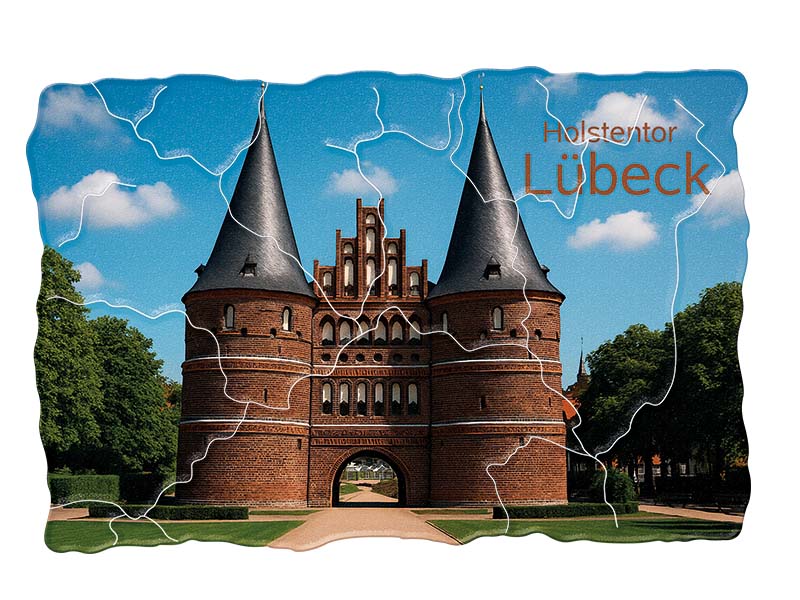 Souvenir Foto Kunststoff Magnet Luebeck 8x5cm