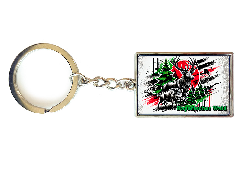 Souvenir Schlüsselanhänger rechteckig aus Metall BayerischerWald 3x10cm Souvenir Schlüsselanhänger rechteckig aus Metall BayerischerWald 3x10cm