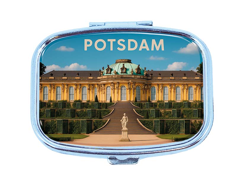 Souvenir Pillendose rechteckig aus Metall Potsdam 6x4,5cm
