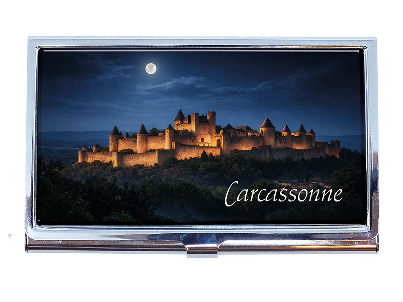 Souvenir Visitenkartenetui Carcassonne aus Metall 9x6x0,8cm