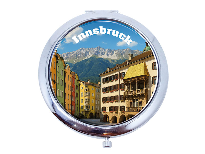 Souvenir Taschenspiegel Innsbruck aus Metall Ø7cm