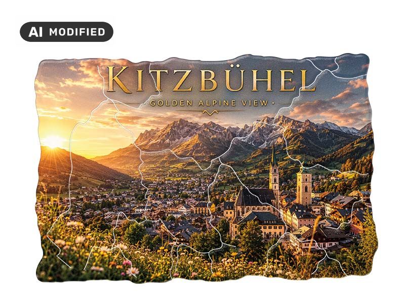 Souvenir Foto Magnet Kitzbühel aus Kunststoff 8x5cm