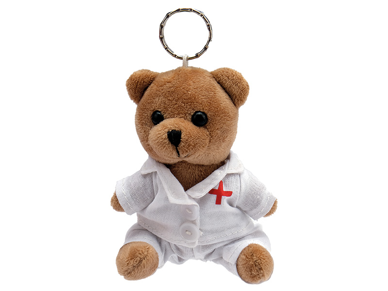 Bär Arzt aus Plüsch  8x4x11cm, mit Schlüsselanhänger    Bär Arzt aus Plüsch  8x4x11cm, mit Schlüsselanhänger